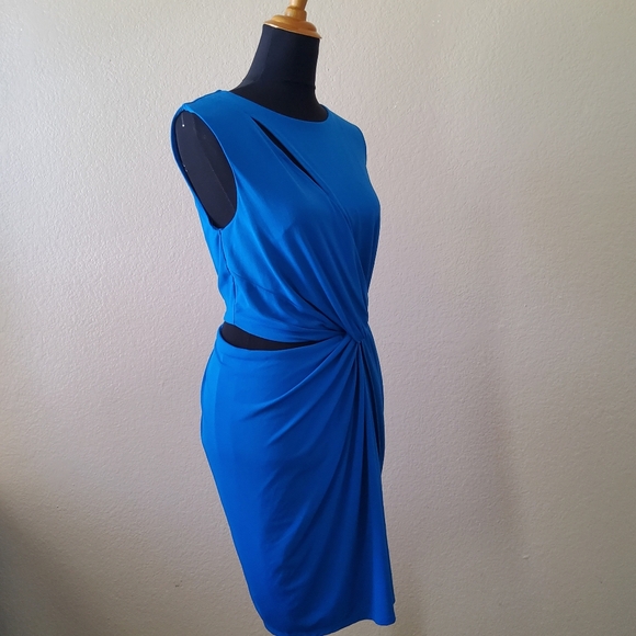 Gabrielle Union Draped Ruched Cutout Dress Size M Blue New - Picture 4 of 11
